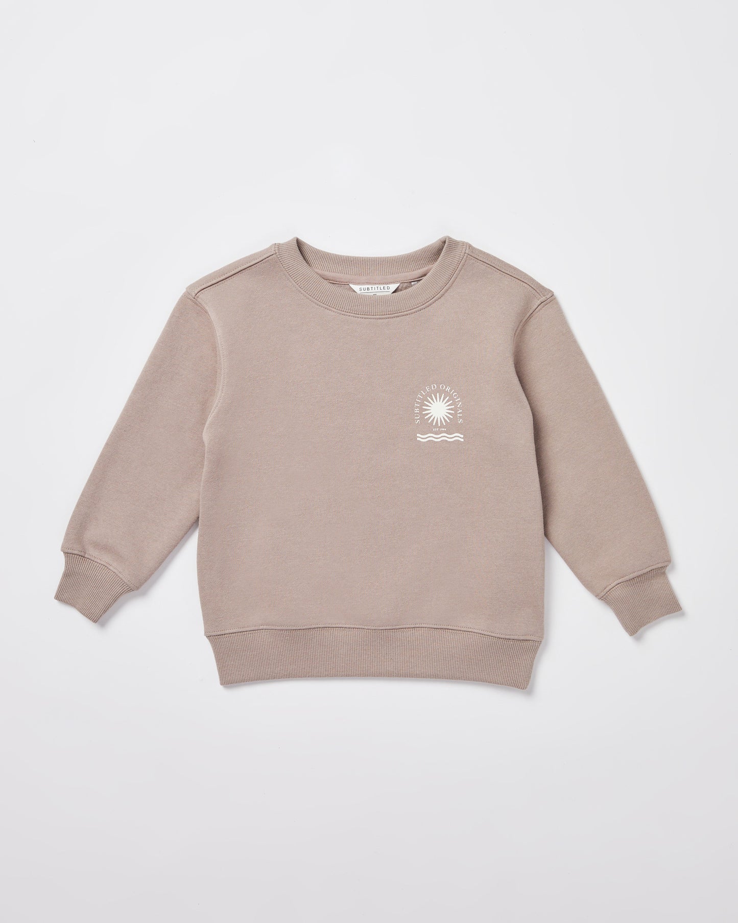 Girls Resort Club Crew Neck Fleece Jumper in Taupe