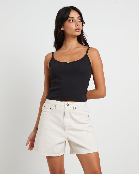 Thrills Pointelle Tank Top in Pitch Black BLACK