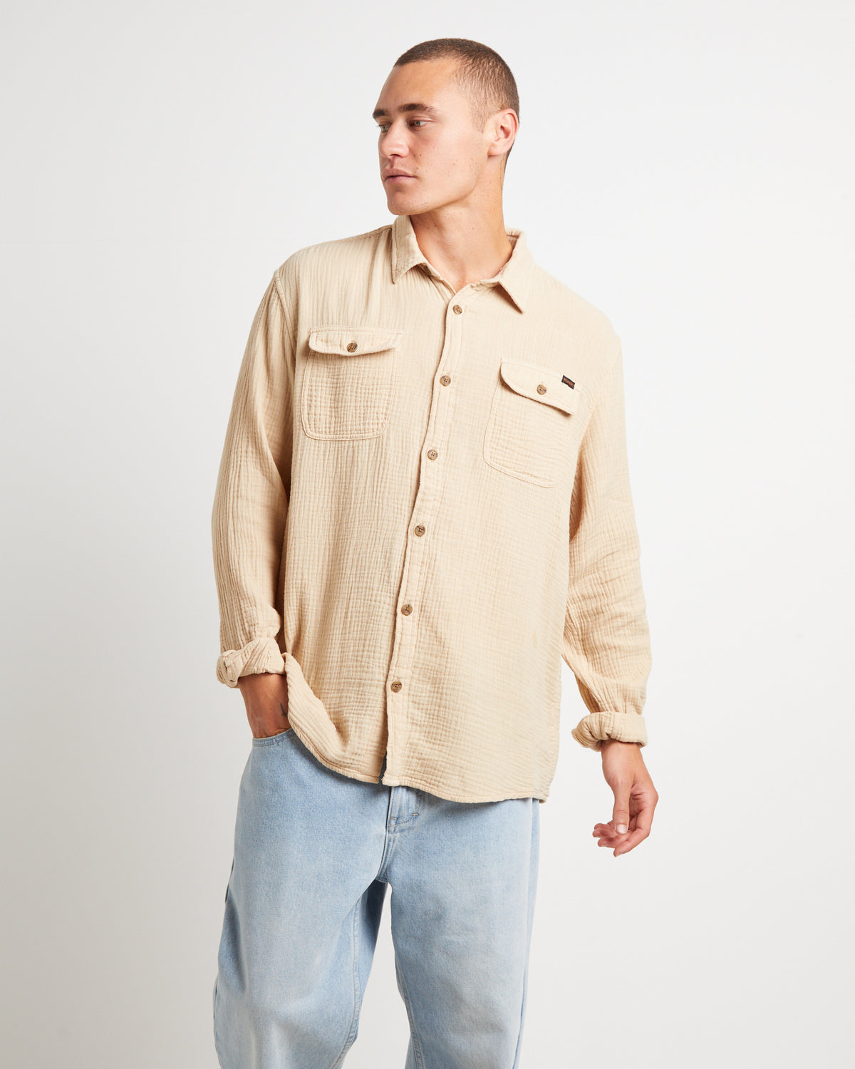 Parallels Long Sleeve Shirt in Driftwood Natural NATURAL