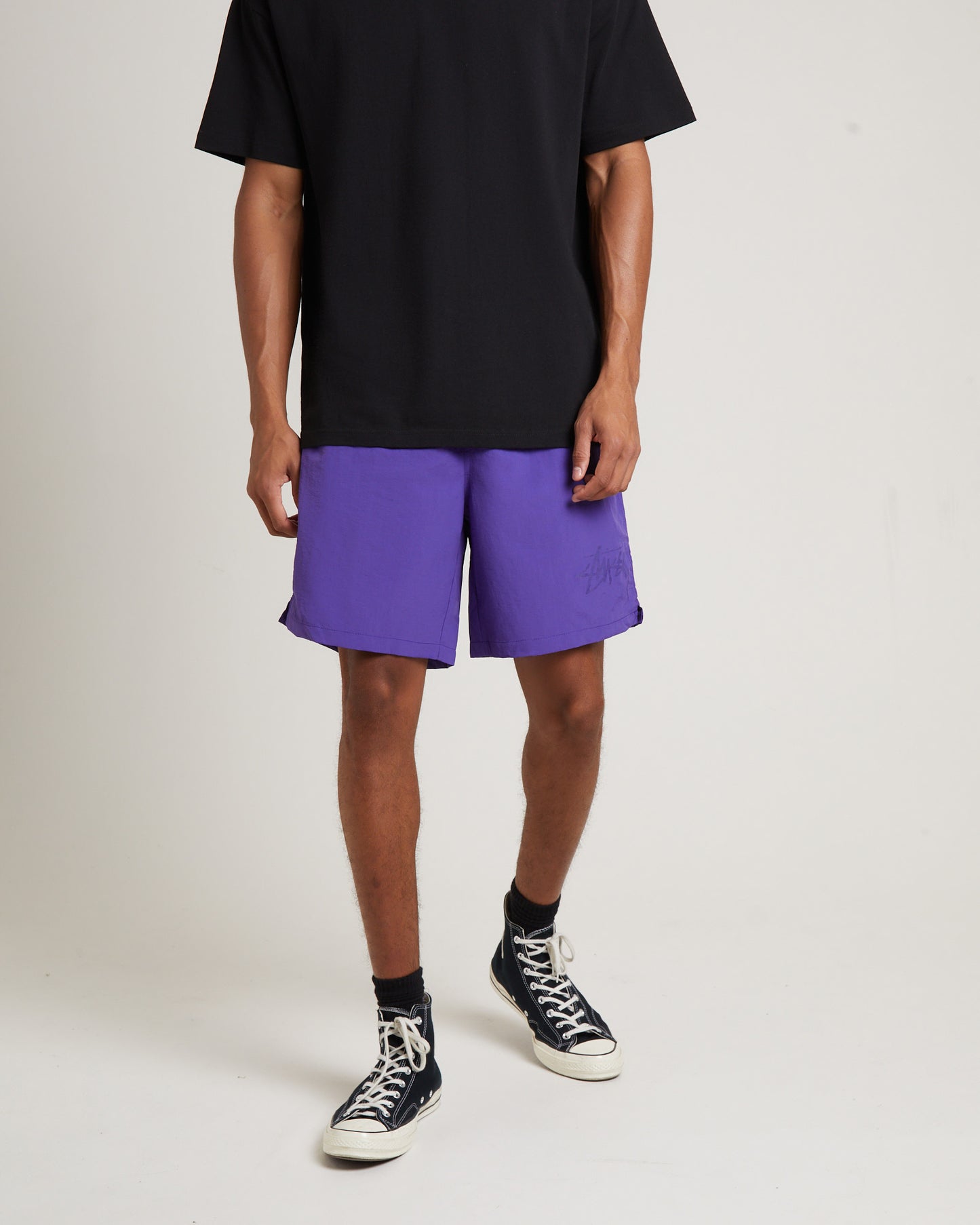 Stussy Big Stock Nylon Shorts in Purple