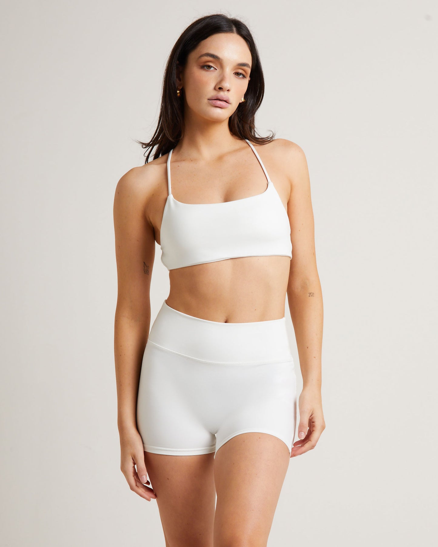 Stringy Cross Back Crop Top in White