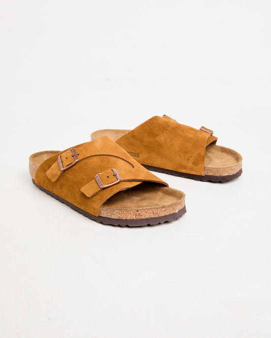 Zurich Regular Leather Suede Sandals in Mink MINK