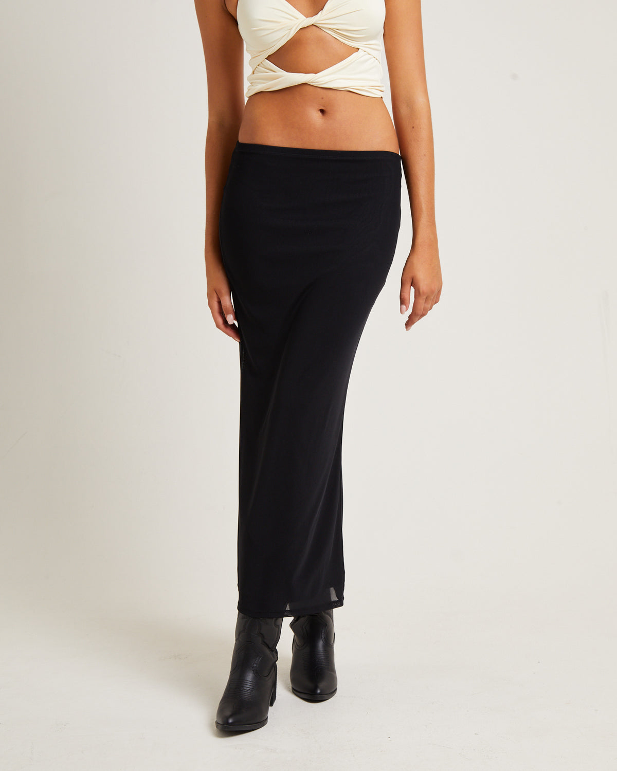 Marley Mesh Midi Skirt Black BLACK