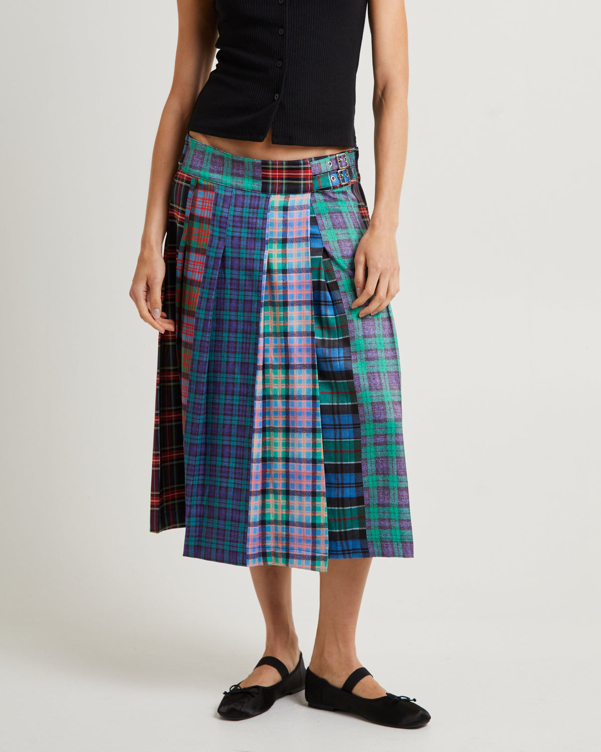 Paris Texas Midi Skirt BLUE CHECK