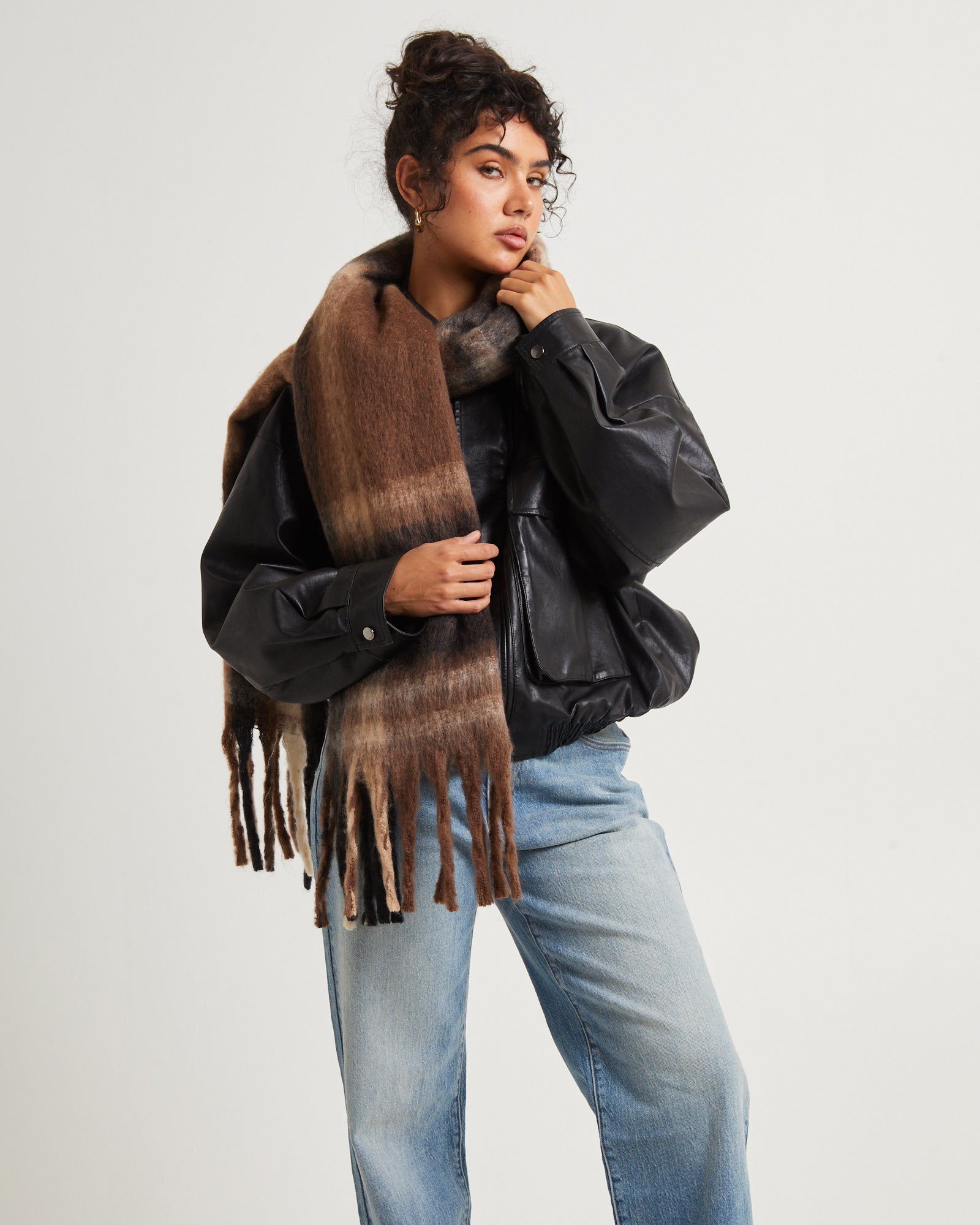 Checked Out Scarf BROWN