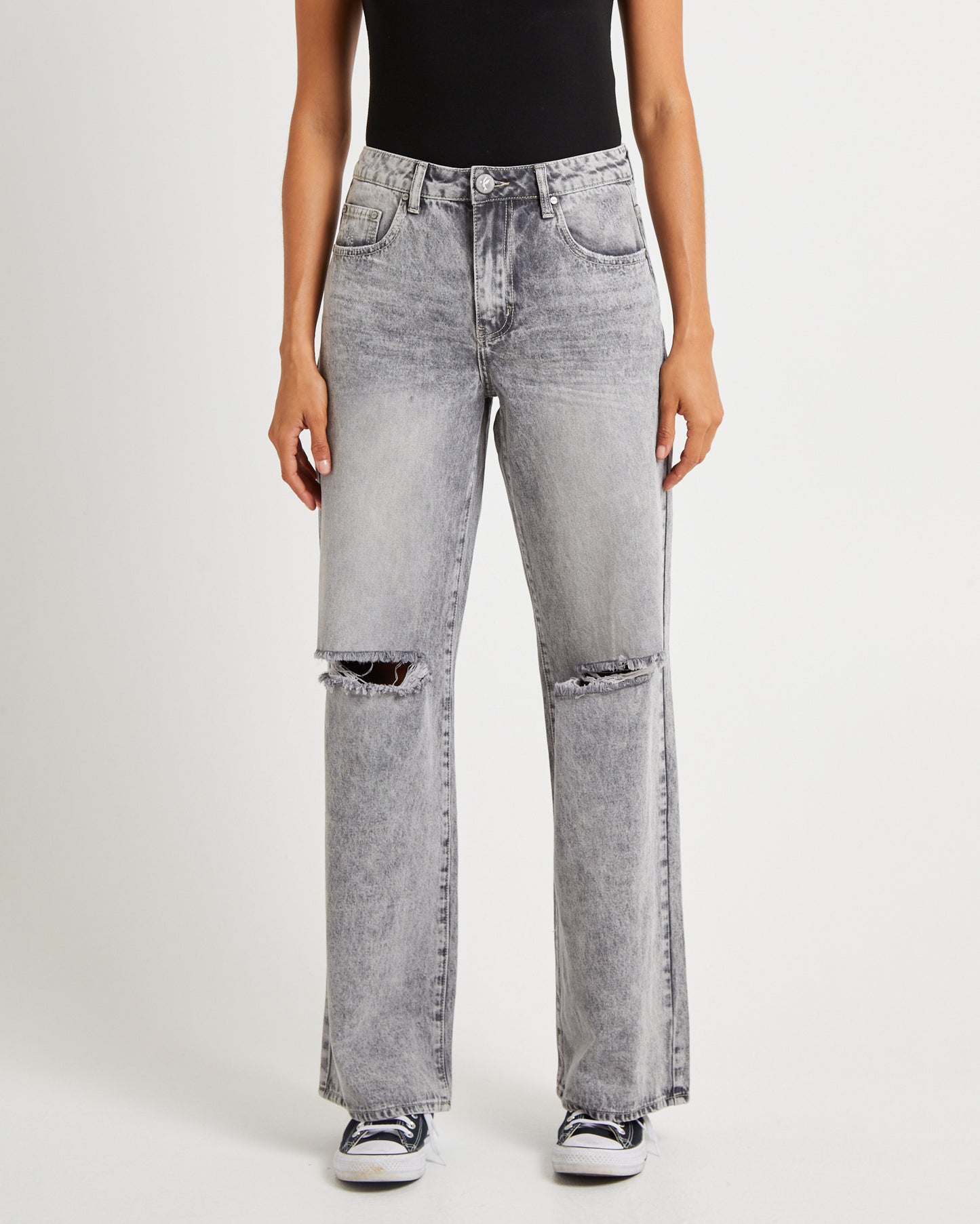 Smoke Jackson Mid Waist Wide Denim Jeans