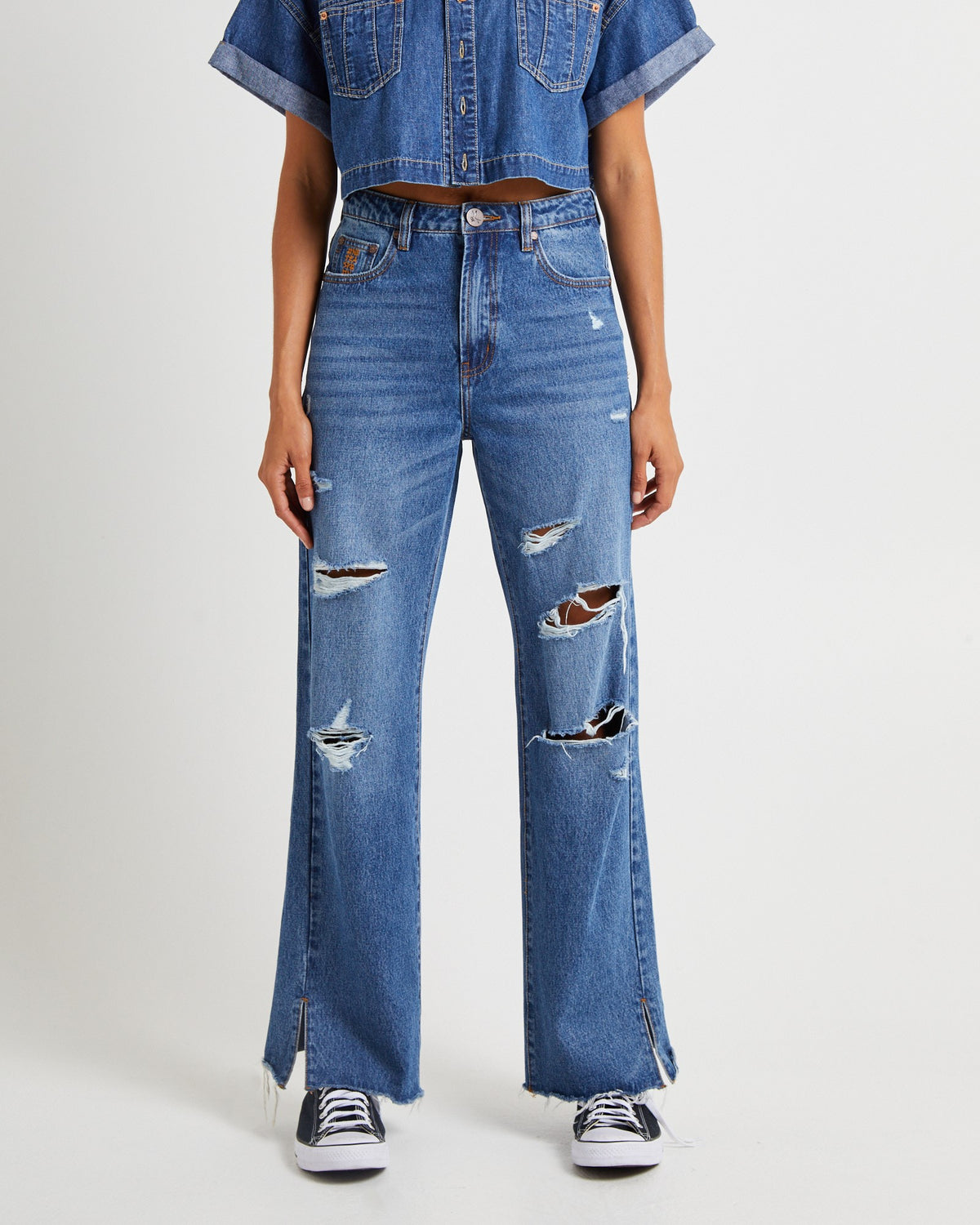 True Straight Leg Mid Waist Denim Billie Jeans TRUE BLUE