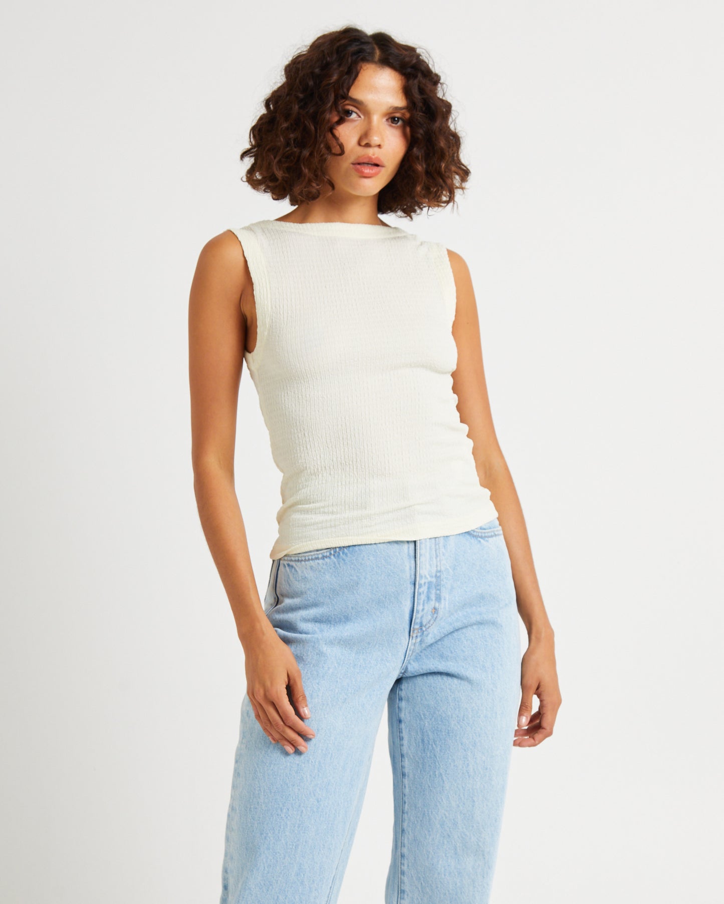 Crinkle 90s Top Cream