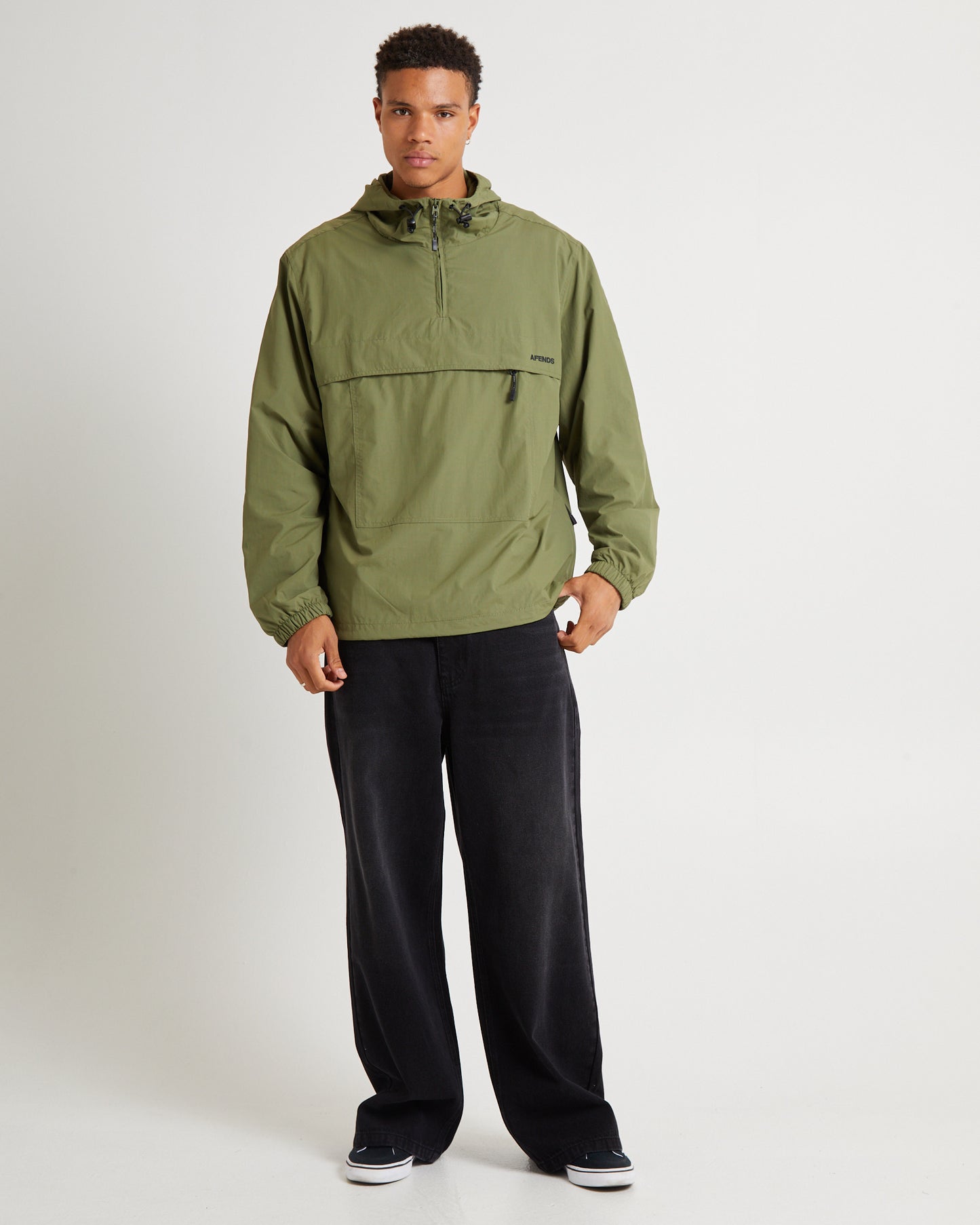 System Recycled Water Resistant pray Anorak Jacket Military Green