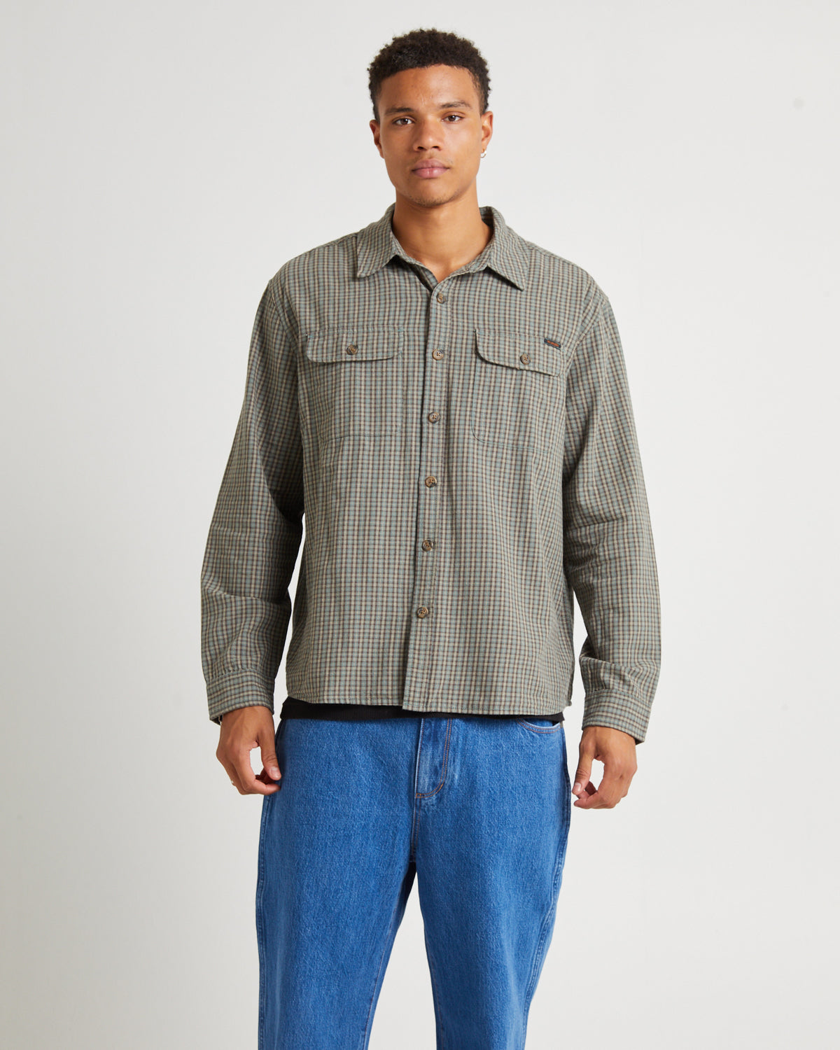 Parallels Long Sleeve Shirt Green Check GREEN CHECK