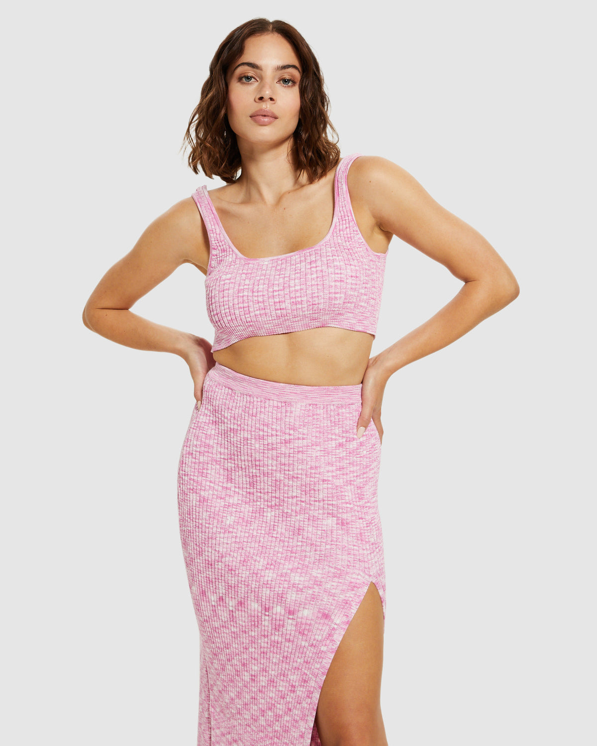 Zoey Space Dye Knit Crop Top PINK