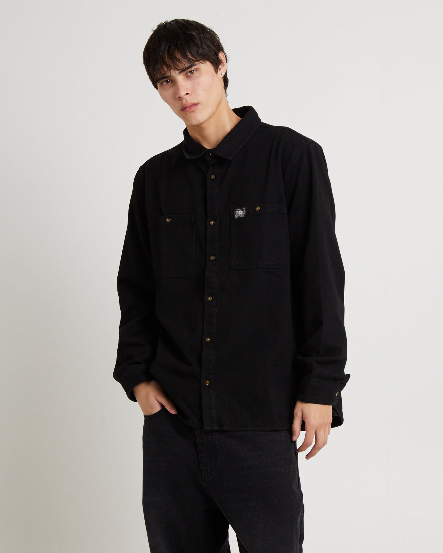 Lee Worker Longsleeve Shirt Black Contrast