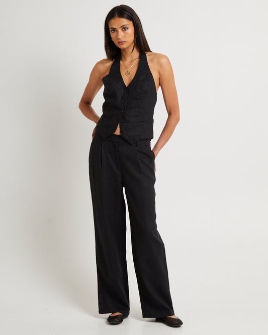 Jemimah Linen Trousers BLACK