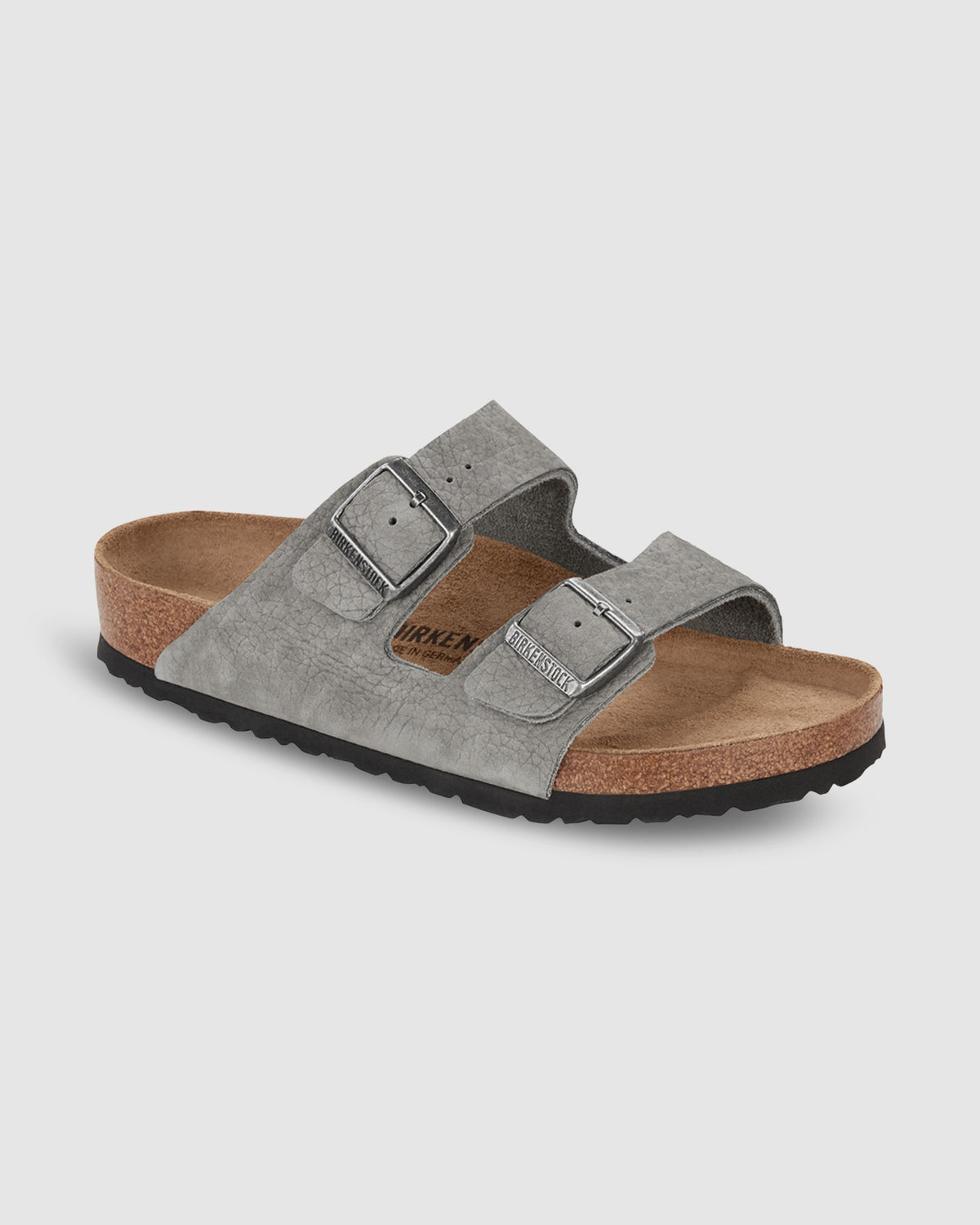 Arizona Soft Footbed Nubuck Leather Sandals Whale Grey