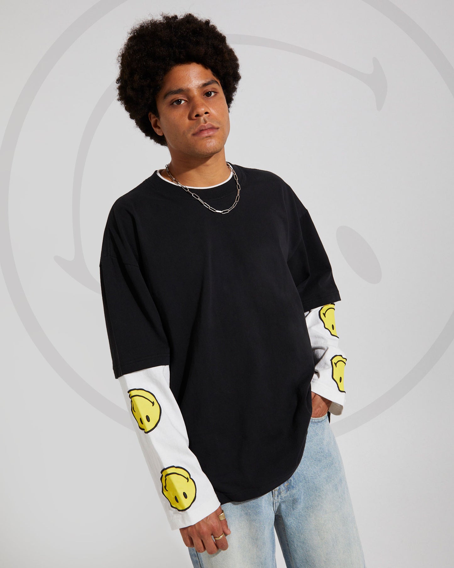 Insight x Smiley Beam Double Layer Long Sleeve T-Shirt