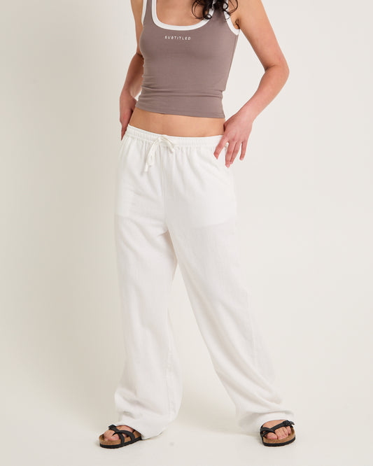 Kai Linen Draw Pant WHITE