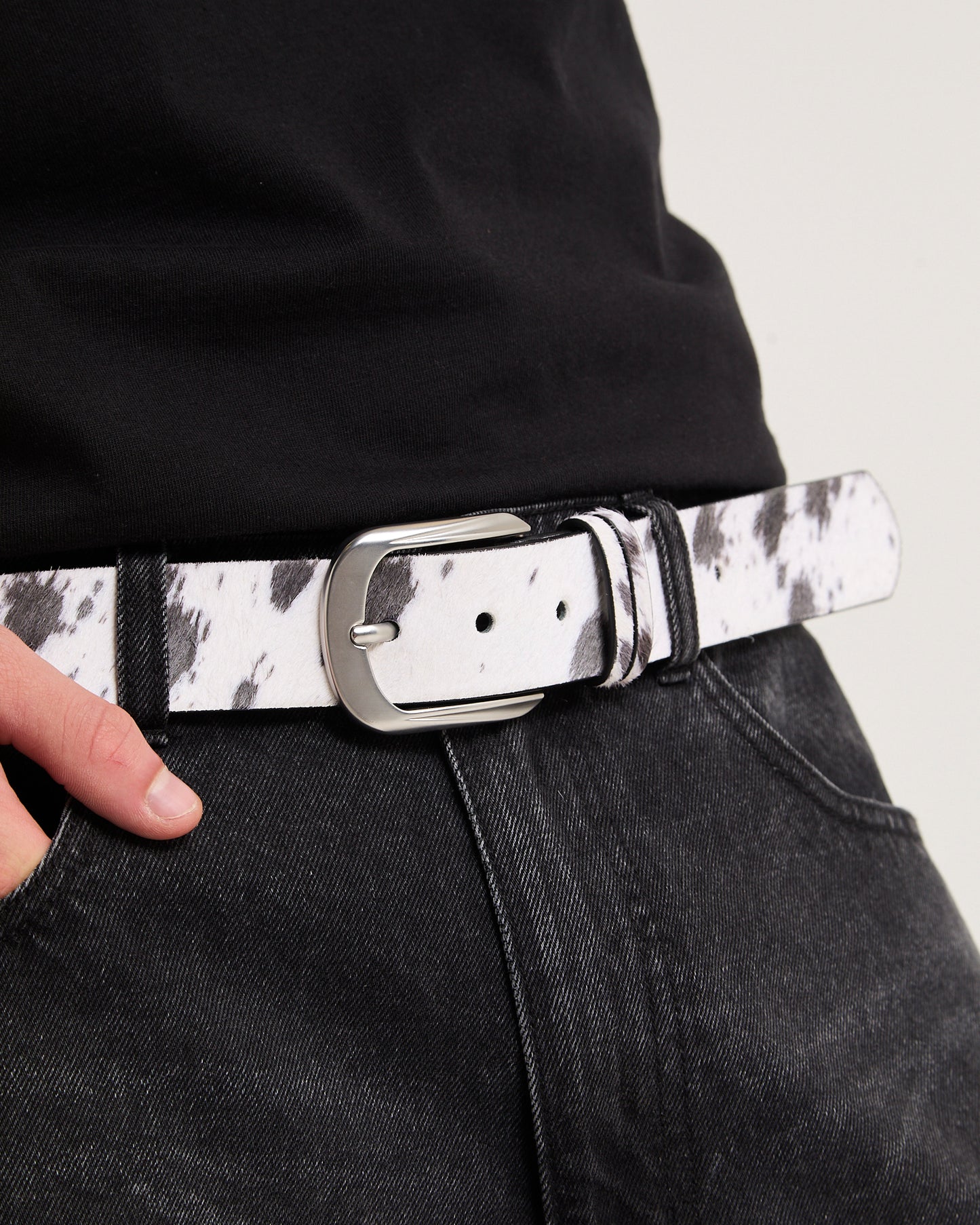Cow Print Leather Belt