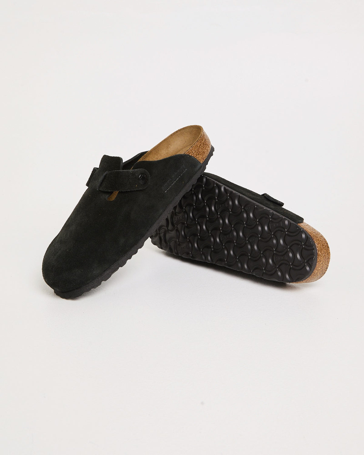 Boston Soft Footbed Suede Leather Clog Black Suede