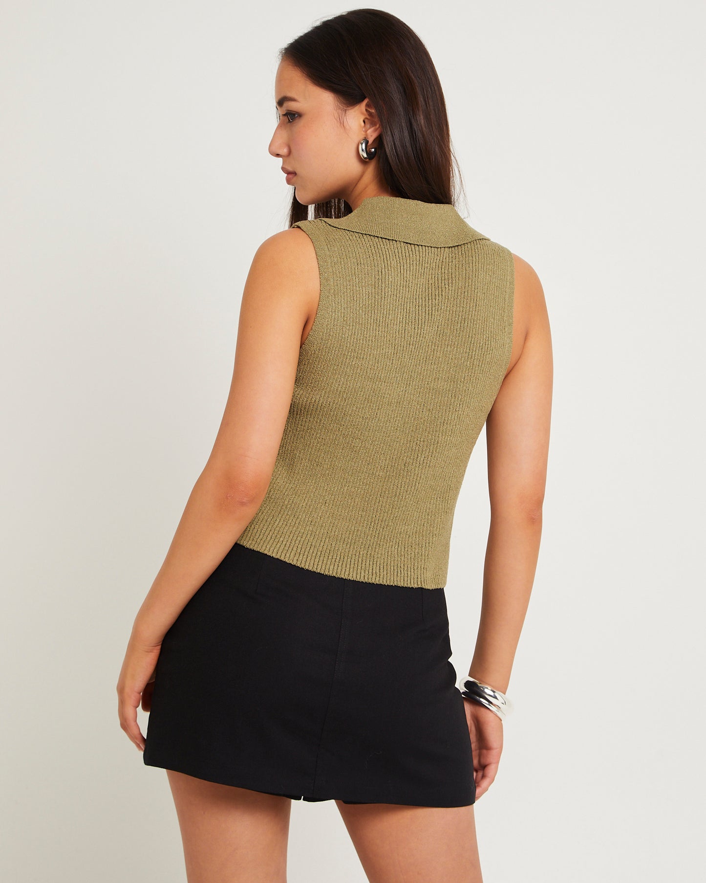 Meryl Ribbed Collar Knit Top