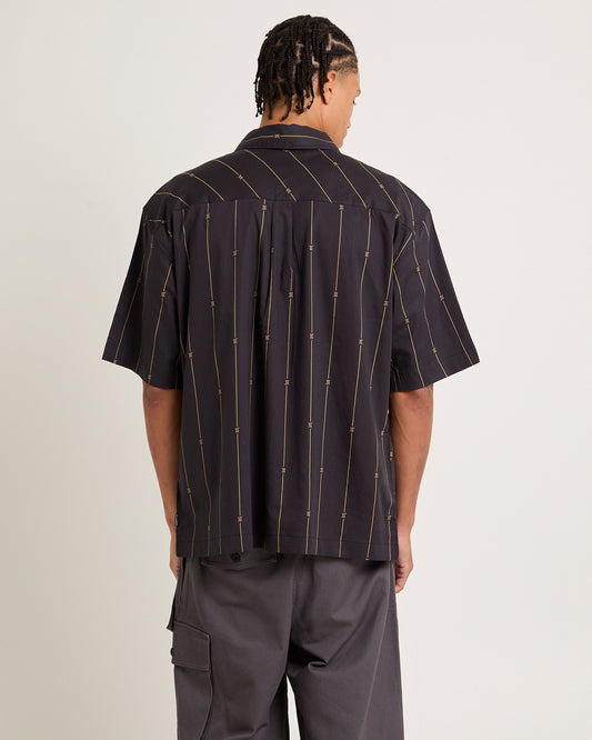 A Stripe Recycled Short Sleeve Shirt Black