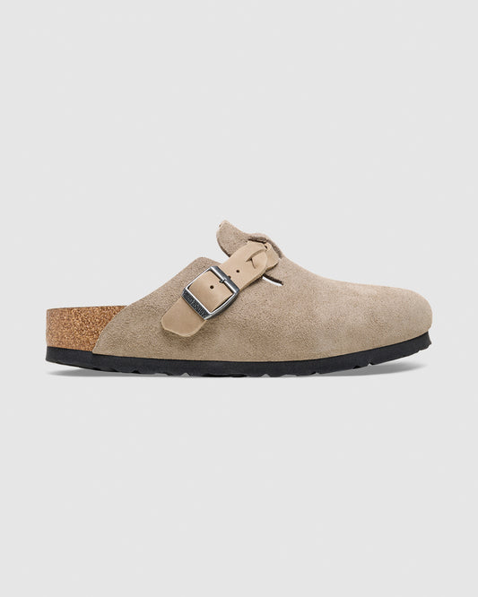 Boston Braided Suede Leather Clog Taupe