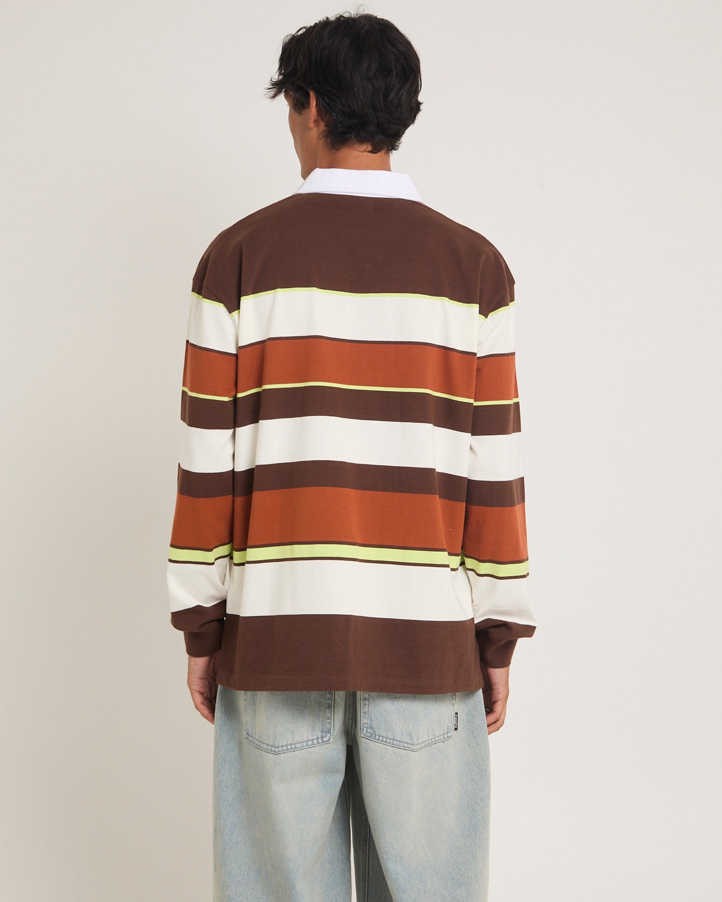 Variagated Stripe Rugby Long Sleeve Polo Shirt