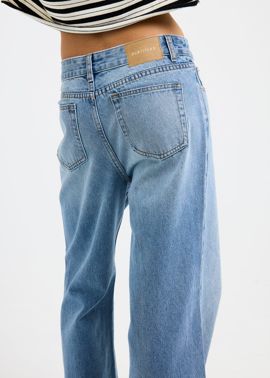 Wren Wide Denim Jeans Petite WORN OUT BLUE