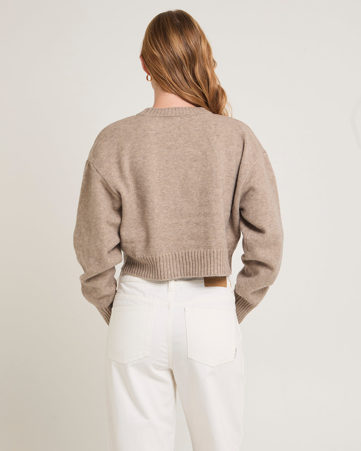 Tasmine Cropped Knit Sweater TAUPE