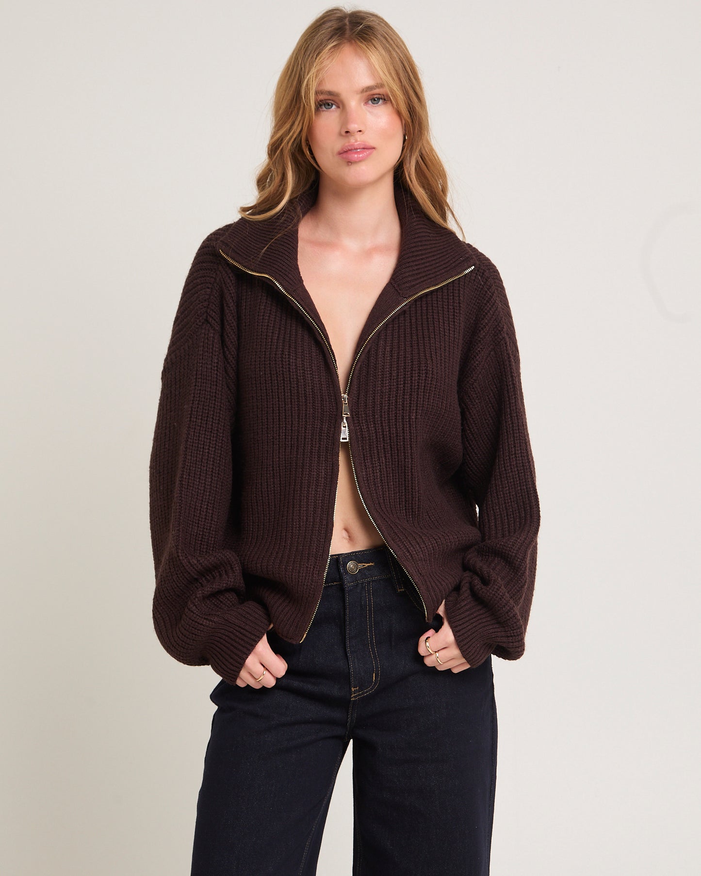 Ellie Double End Zip Longline Cardigan
