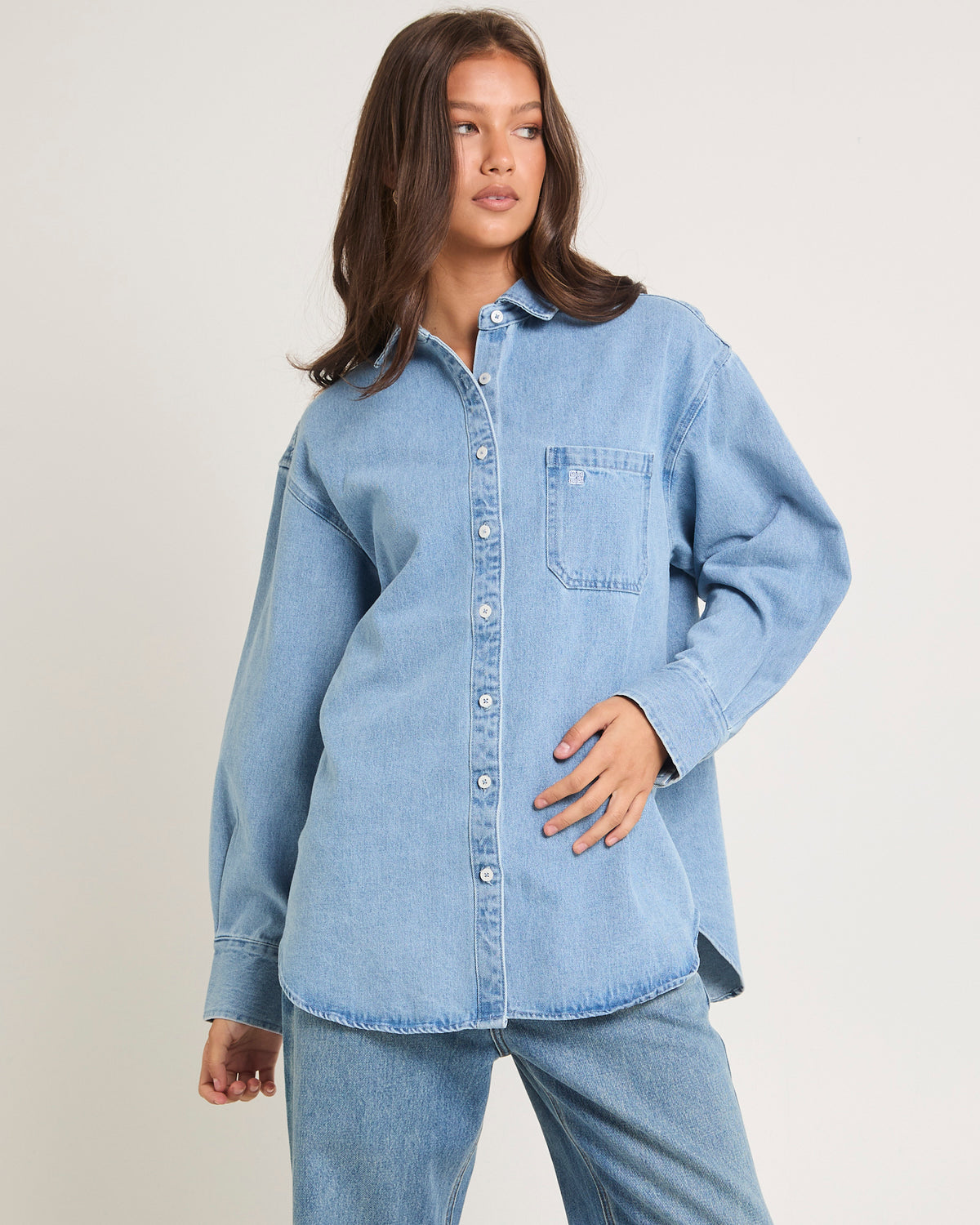 Delta Denim Oversized Long Sleeve Shirt VINTAGE BLUE