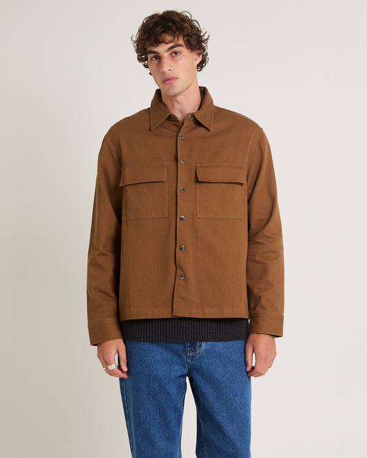 Clement Long Sleeve Overshirt TAUPE BROWN