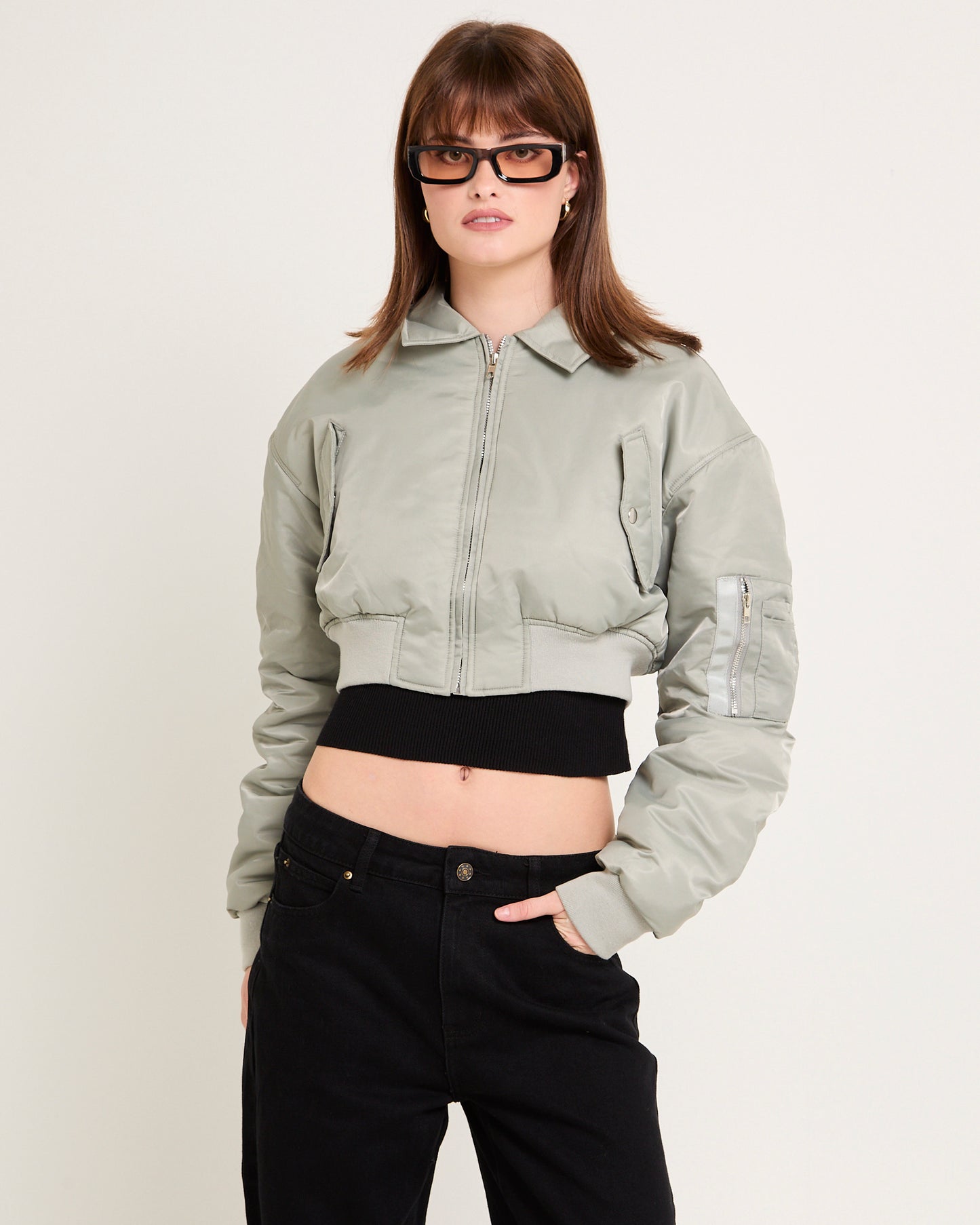 Essential Cropped Bomber Jacket