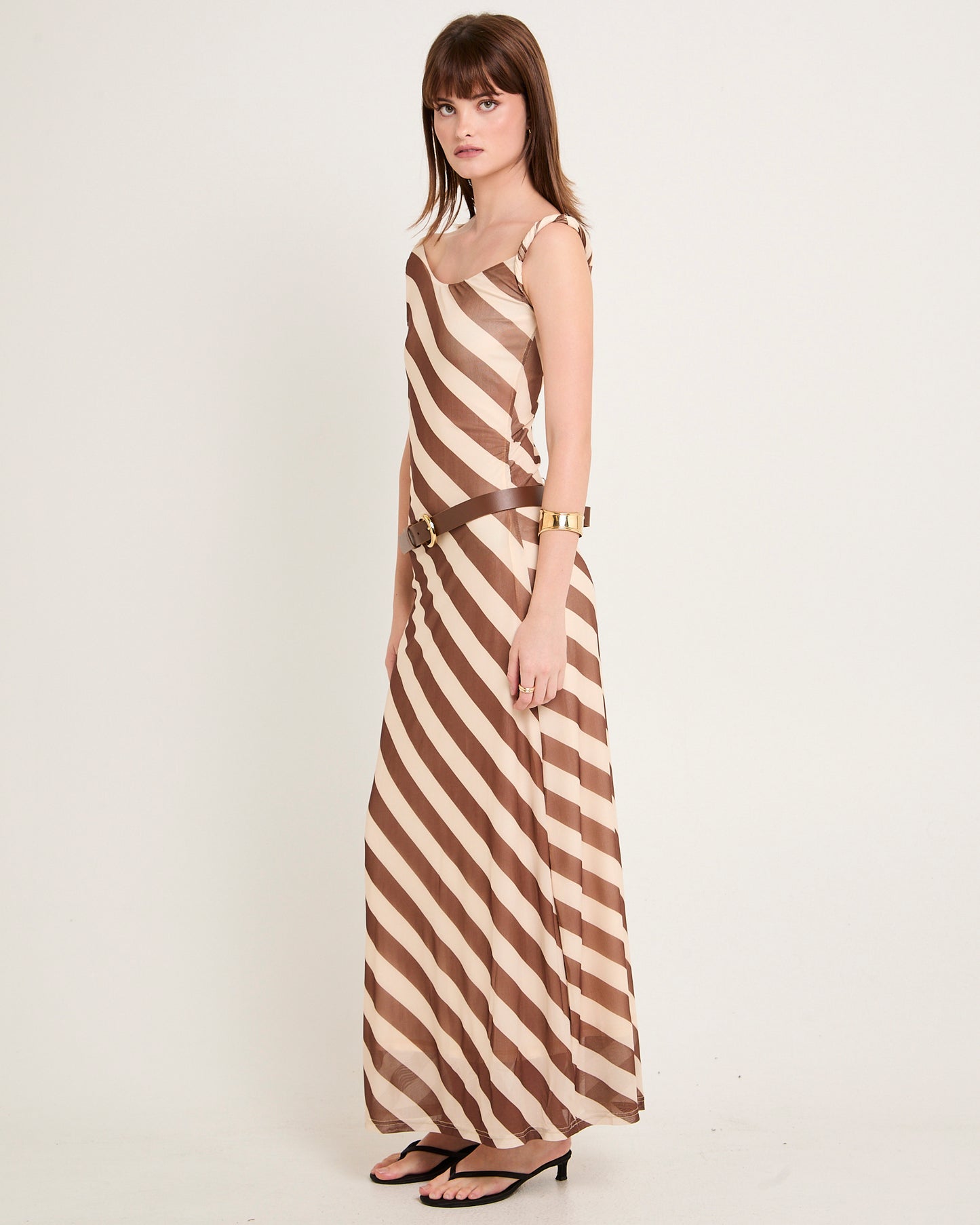 Mesh Stripe Maxi Dress