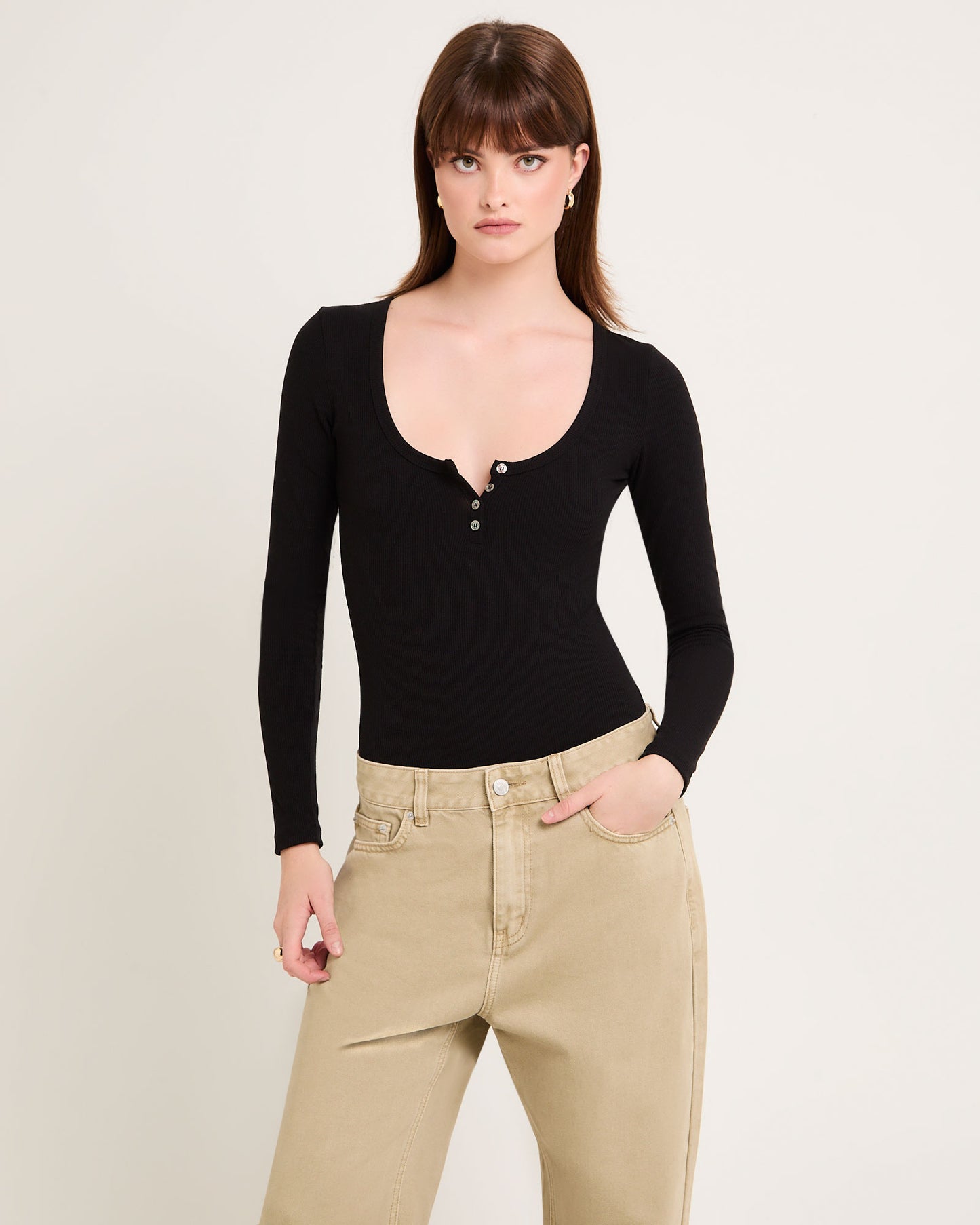 Soft Knit Rib Button Bodysuit