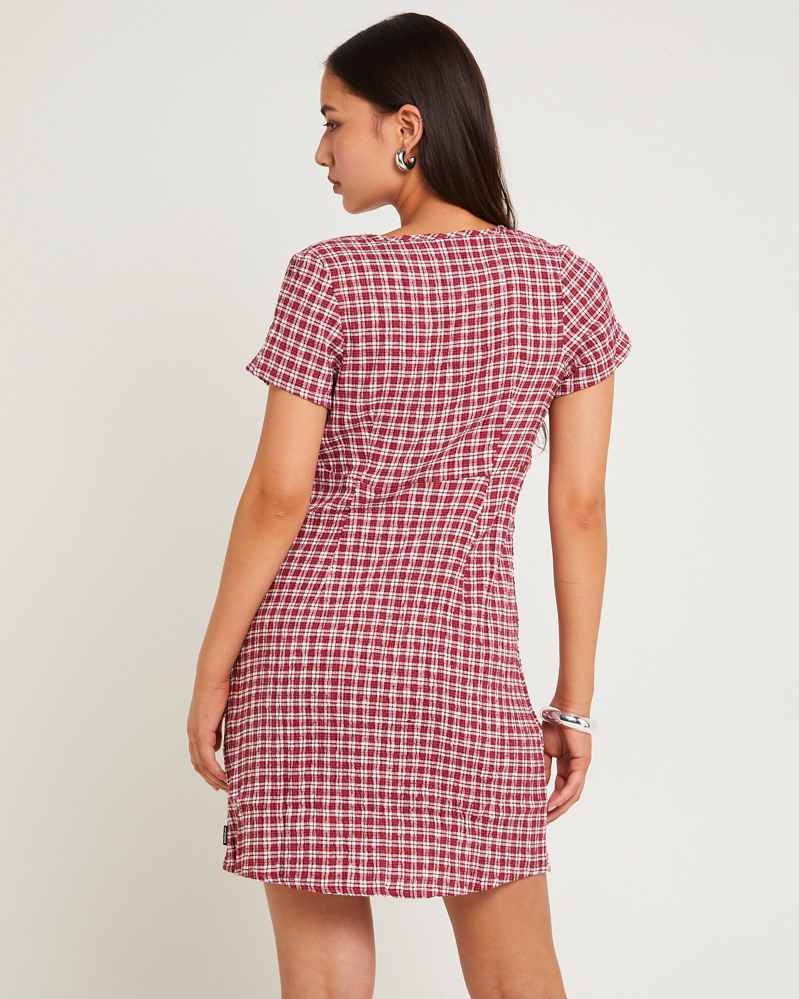 afends red dress AFENDS Womens Elodie - Seersucker Midi Dress