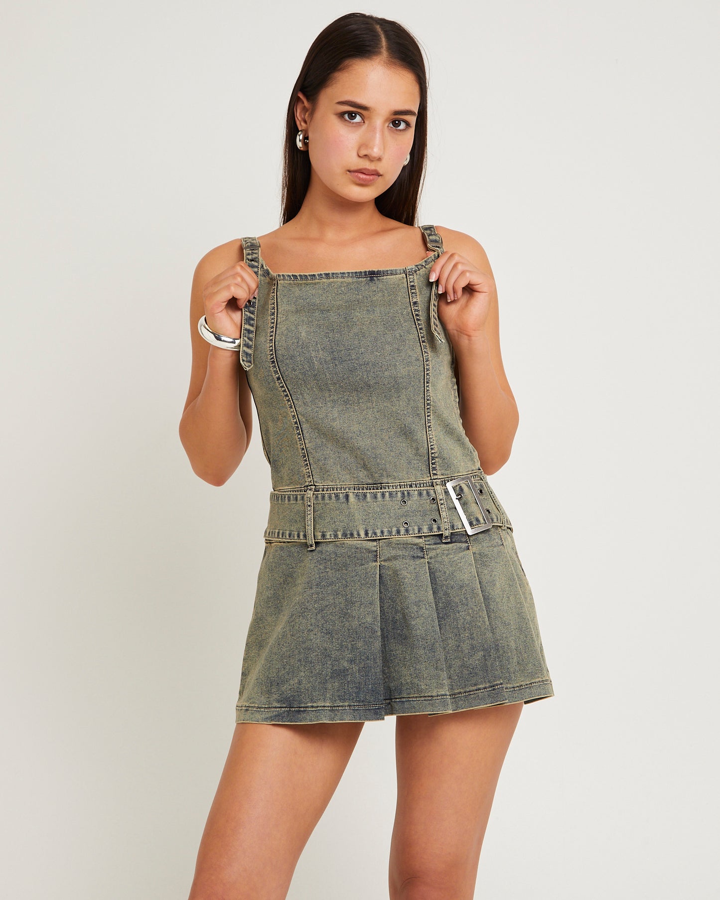 Autry Denim Pleat Mini Dress