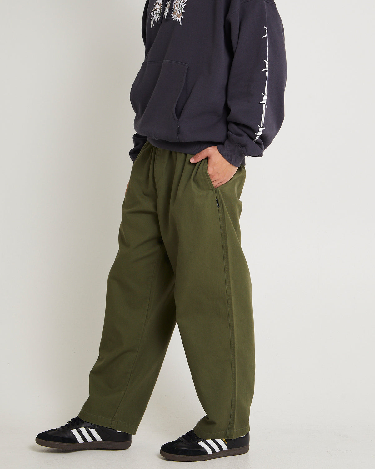 Ninety Eights Elastic Waist Pants MILITARY