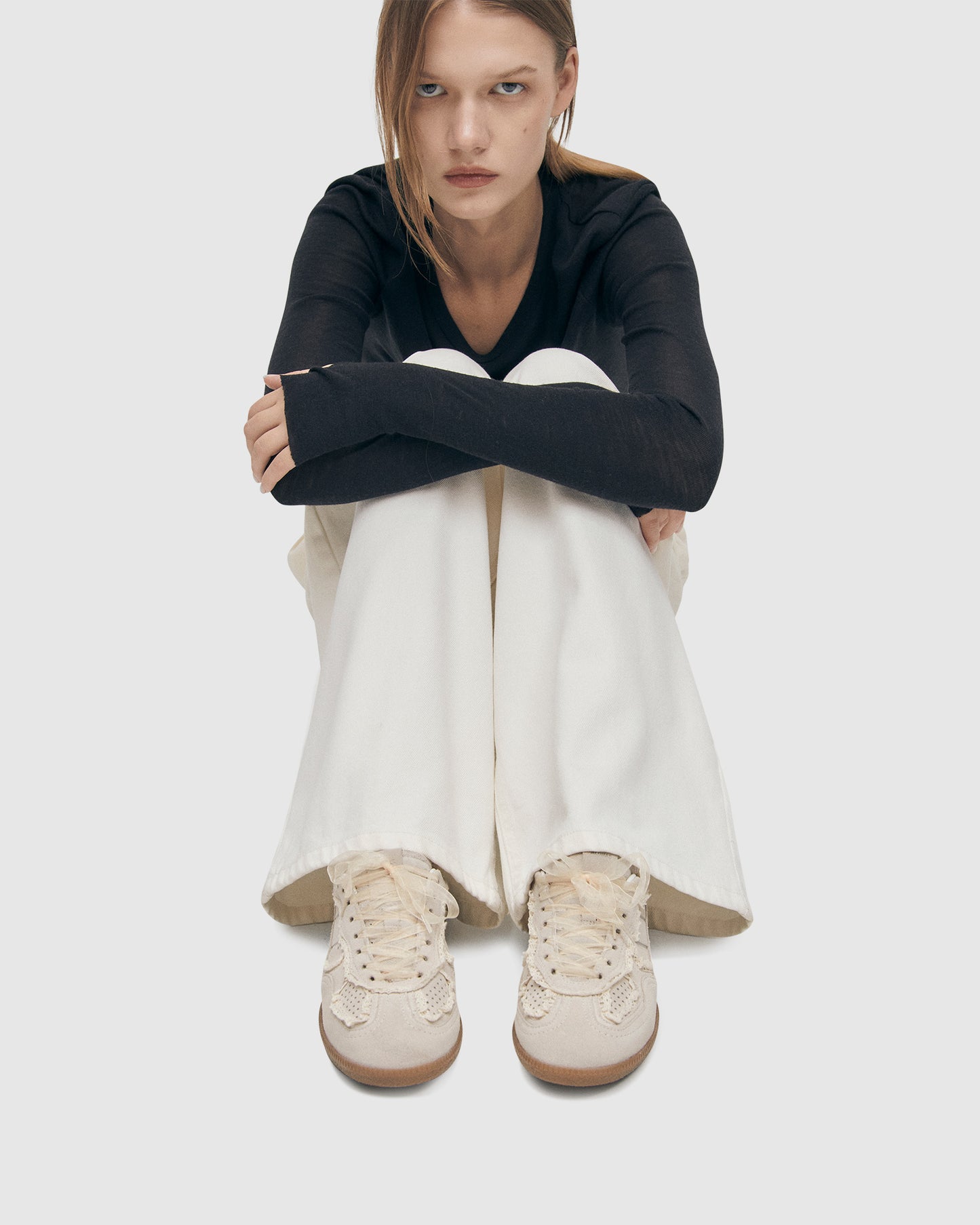 Tb.490 Crochet Cream Leather Sneakers