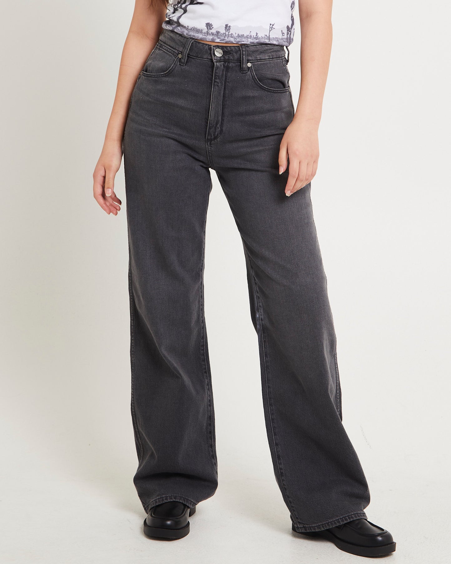 Hi Bells Flared Denim Jeans Highway Black