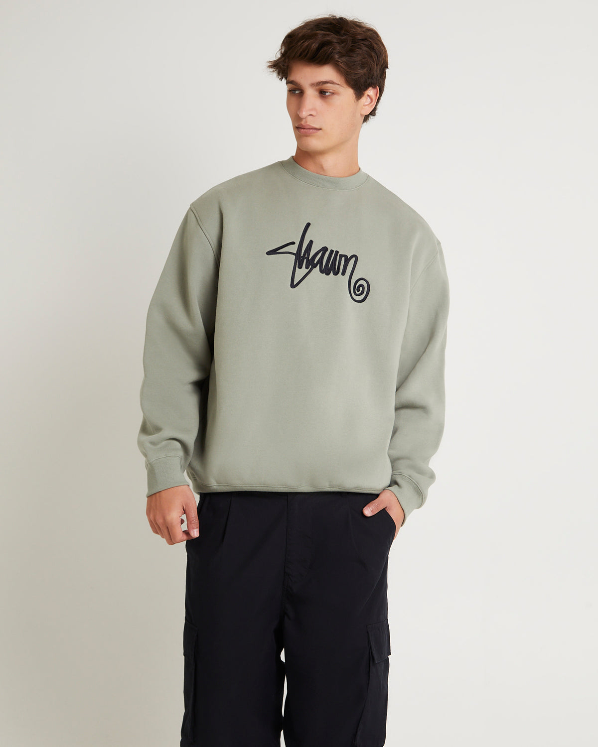 Shawn Script Crew Sweatshirt SEAGRASS