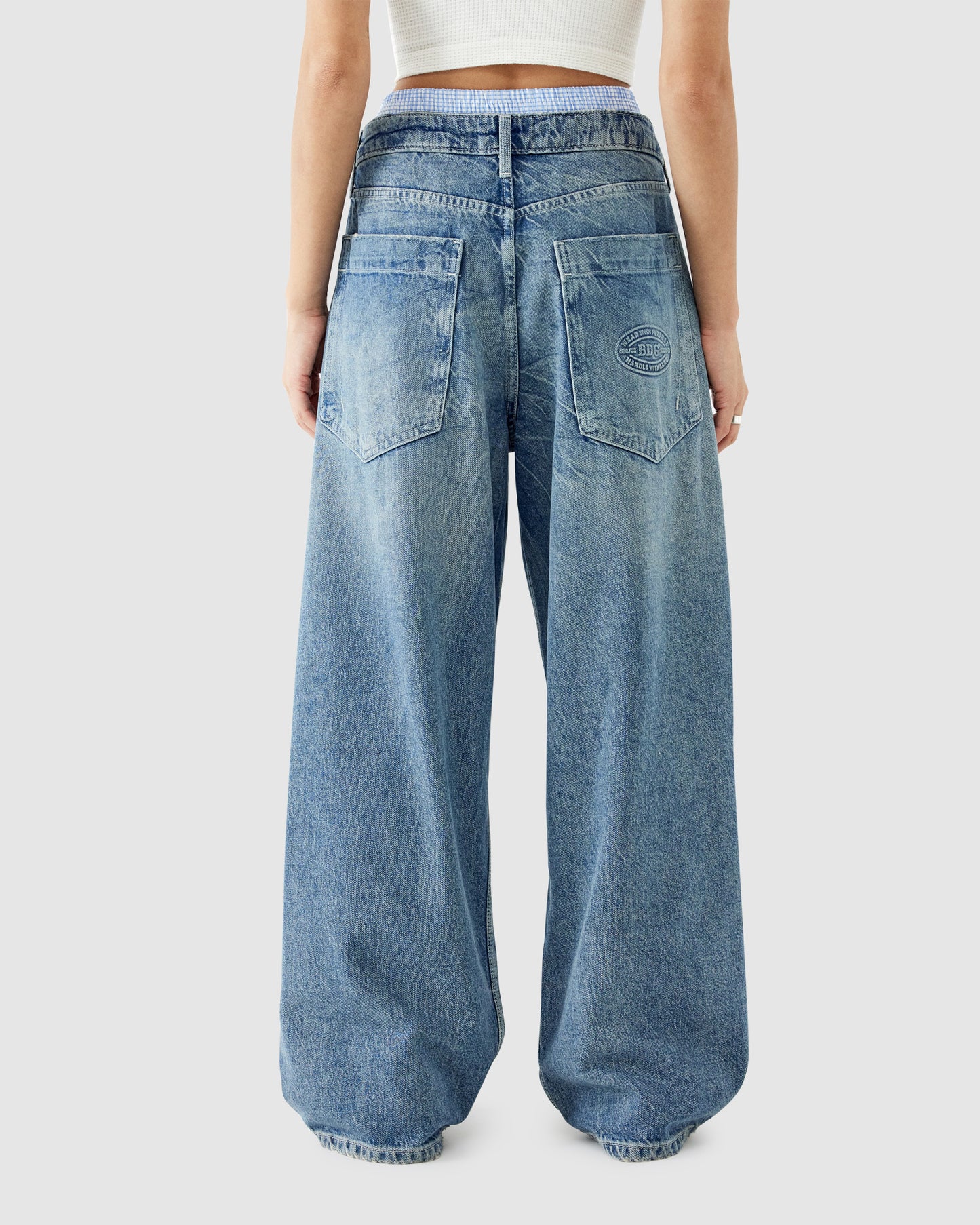 Boxer Waistband Wide Leg Denim Jeans