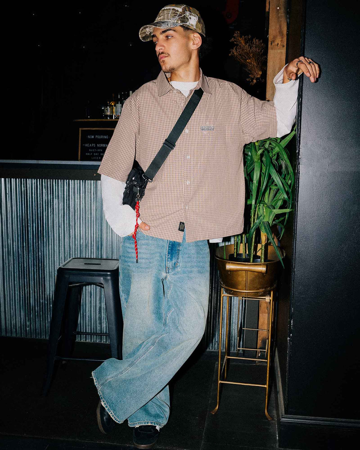 Tagger Short Sleeve Skate Shirt BROWN CHECK