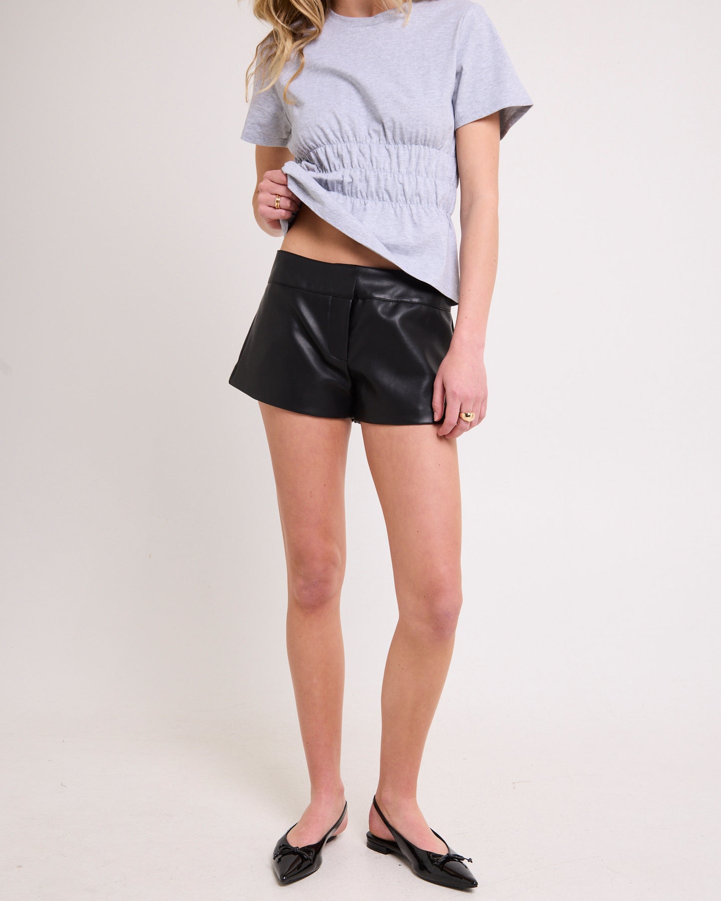 Corey Leather Look  Shorts