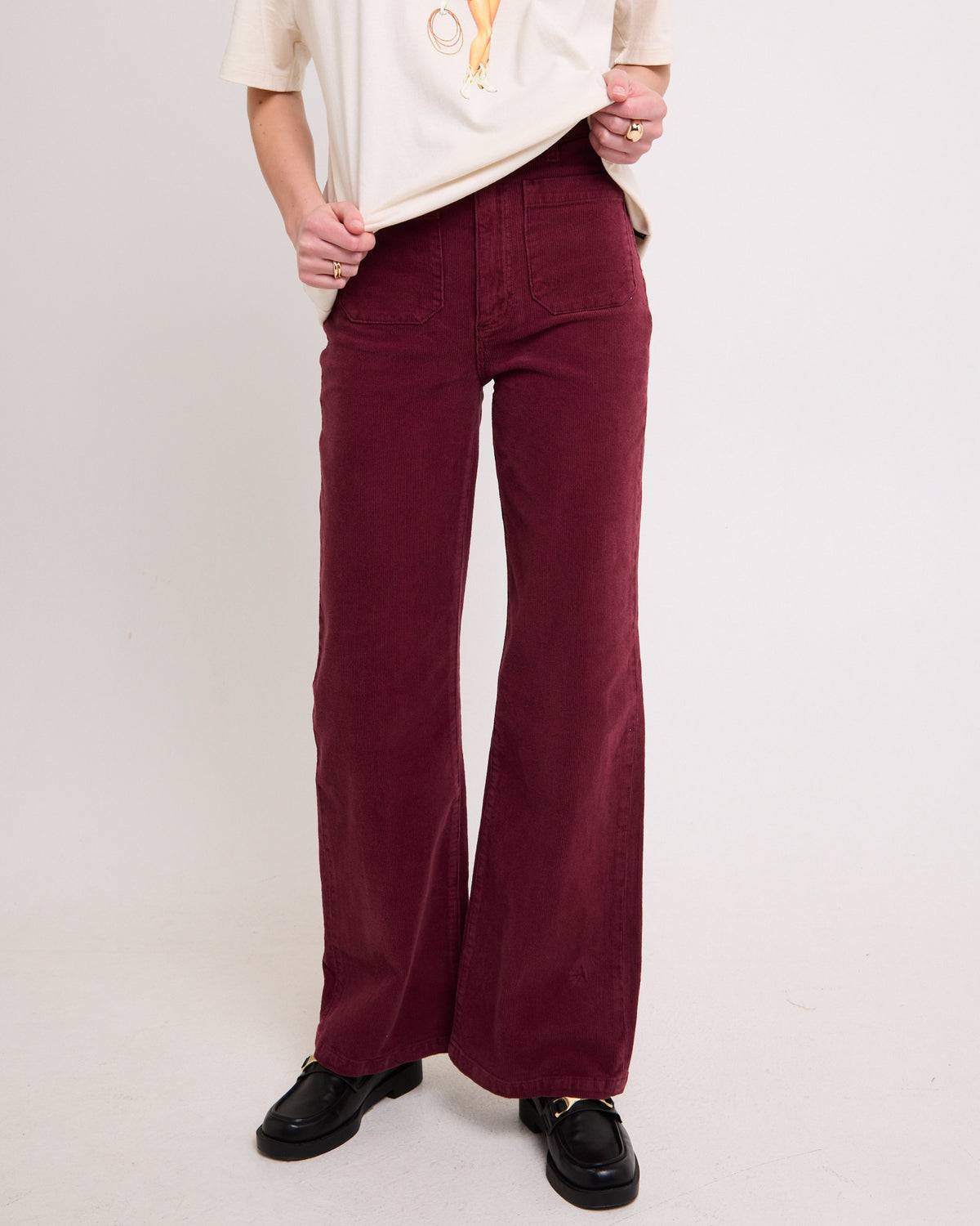 Sailor Long Cord Denim Jeans OXBLOOD