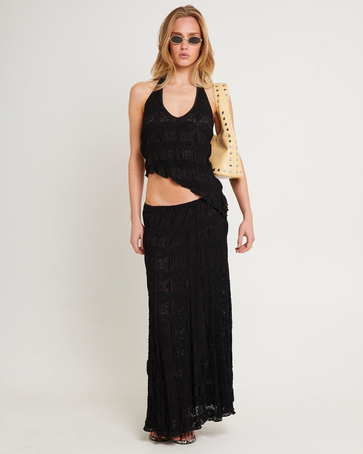 Amore Asymetric Textured Top BLACK