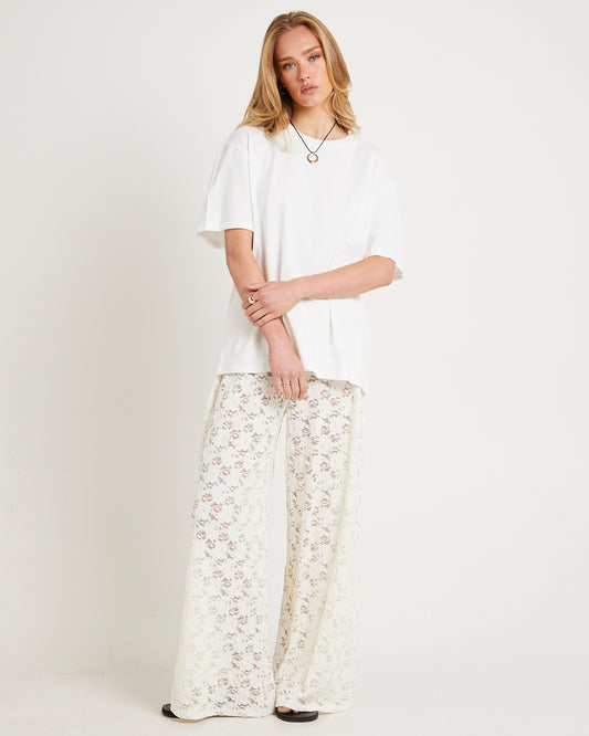 Jasmine Lace Relaxed Pants WHITE
