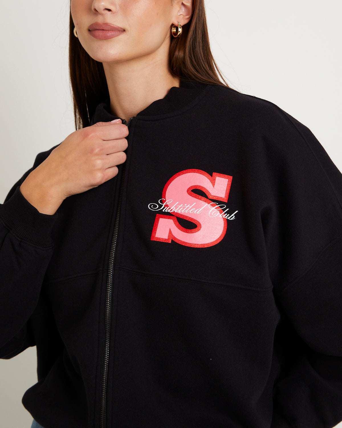 California Club Zip Bomber Jacket BLACK