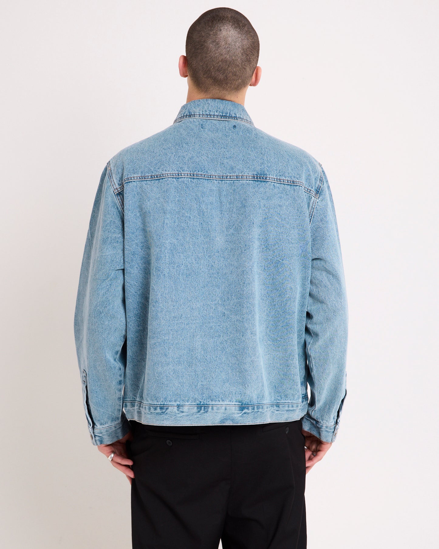 Halls Cropped Harrington Denim Jacket