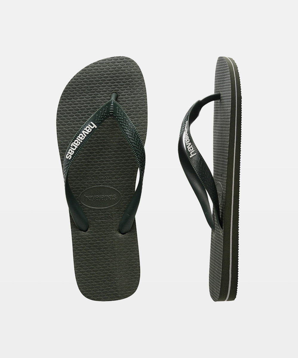 Top Rubber Logo Thongs OLIVE