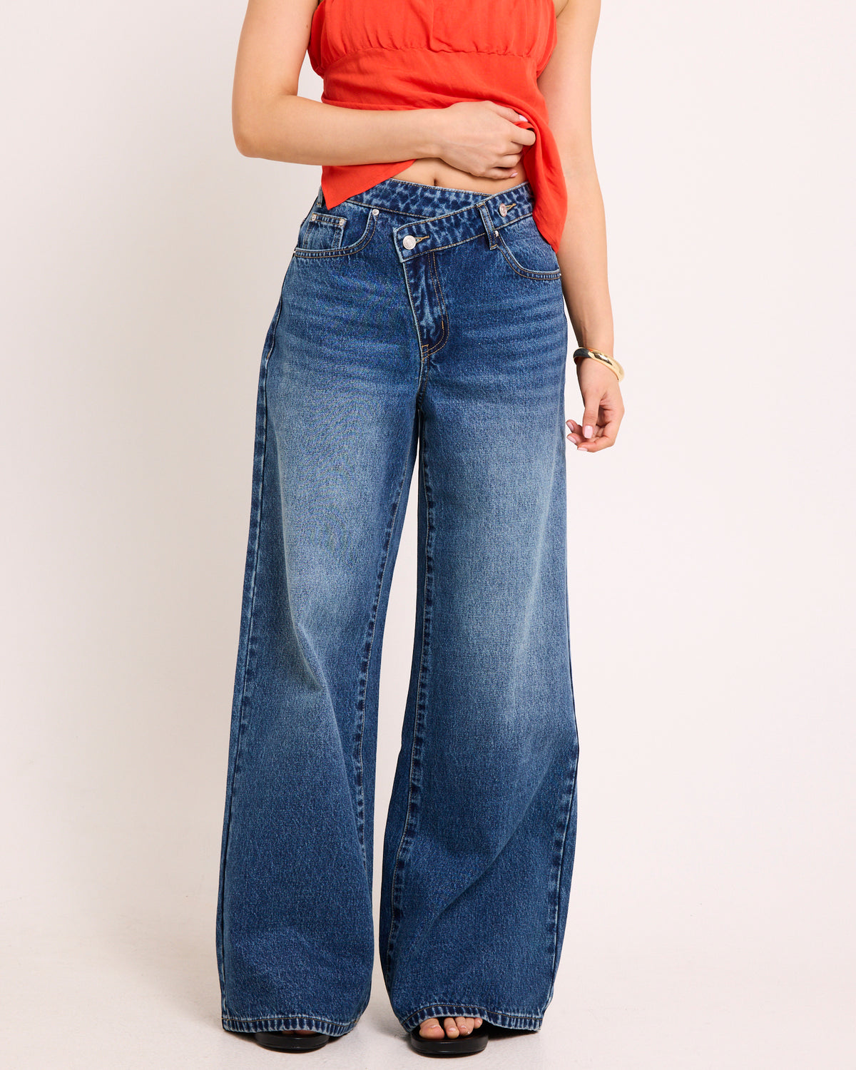 Meg Cross Over Straight Leg Denim Jeans VINTAGE INDIGO